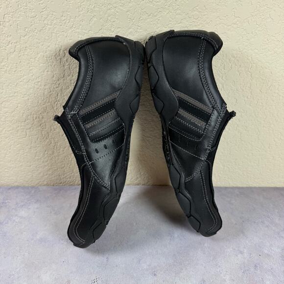 Skechers Shoes Mens Size 10 Diameter-Nerves Black Leather Slip-On Loafers - Picture 6 of 10